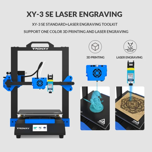 Tronxy XY-3 SE 3-in-1 3D Printer – High Precision with Dual Extruder, Laser Engraving, Ultra Silent Mainboard - Image 8