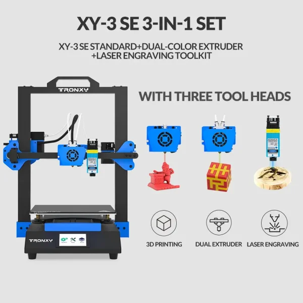 Tronxy XY-3 SE 3-in-1 3D Printer – High Precision with Dual Extruder, Laser Engraving, Ultra Silent Mainboard - Image 9